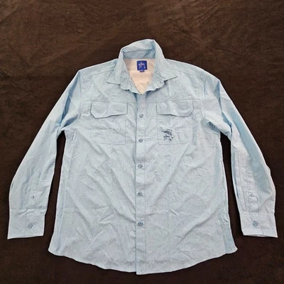 Guy Harvey Blue Long Sleeve Button-Up Performance Shirt Men's L - Image 1 of 4