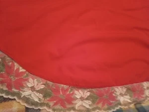 Mantel de Navidad rojo retro vintage ovalado con borde de encaje de flor de pascua 56x105 - Imagen 1 de 5