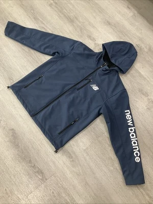 New Balance Blue Lightweight Fleece Lined Hooded Jacket Men's Large Zip Up Coat - Image 1 of 4