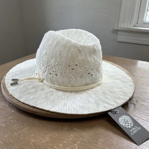 NWT Vince Camuto Sun Hat OSFM Wide Brim Knit Lace Vacation Resort Wear Cruise - Picture 1 of 10