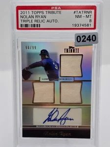 2011 Topps Tribute Nolan Ryan Triple Relic Auto # 90/99 PSA 8 - Picture 1 of 3