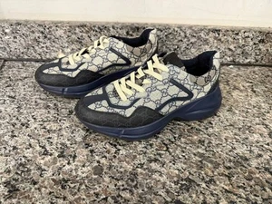 GUCCI GG RHYTON 'BEIGE BLUE MONOGRAM' SNEAKERS US 8 SPB-TS 347337 - Picture 1 of 13