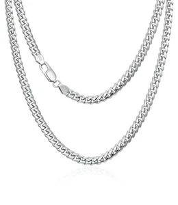 Sterling Silver 4mm Cuban Link Chain for Men S925 Miami Curb Chain Necklace W... - Picture 1 of 9