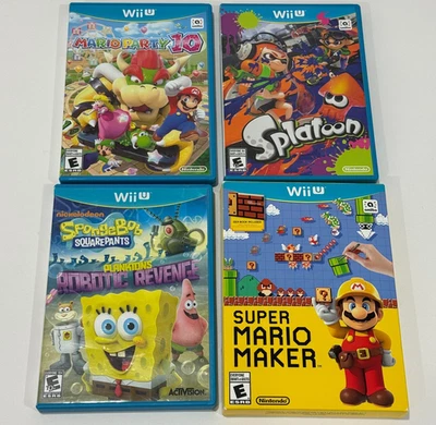 Lote de juegos Wii U (Mario Party 10, Super Mario Maker, Splatoon, Bob Esponja) todos probados Foto 1 de 4