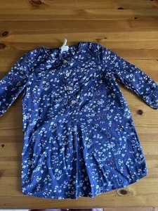 J Crew Crewcuts Girls Navy Blue Floral 3/4 Sleeve Tunic Style Top Size 7 - Picture 1 of 6