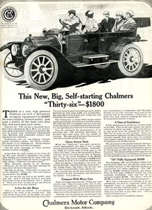 Pubblicità originale Chalmers 1911 Grande modello autoavviamento 36. $1800.  Grande illustrazione - Foto 1 di 2