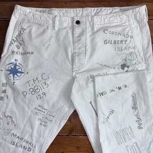 Polo Ralph Lauren Military G.I. Chino Pants Mens 38 White Jeans Limited Run Navy - Picture 1 of 19