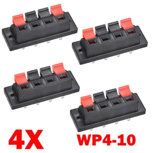 4 Stück 4 Wege Feder Lautsprecher Push Release Stecker Kabel Klemmen Streifen Block NEU - Bild 1 von 4