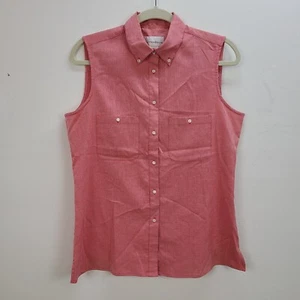 Prenda para el torso Cutter & Buck sin mangas para mujer 8 bolsillos rojos con botones rayón algodón - Imagen 1 de 9