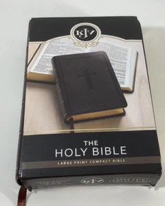 KJV Holy Bible, Large Print Compact, Dark Brown Faux Leather w/Ribbon Marker, - Picture 1 of 6