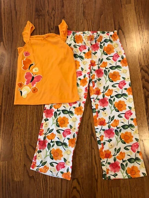 NWT Sz M 7-8 gymboree pajamas orange floral butterfly pants/tank summer - Image 1 of 3