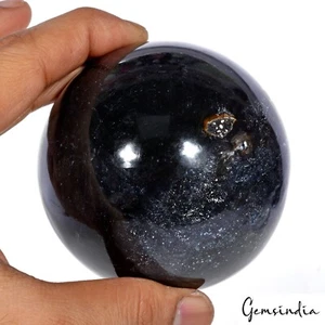 3240 kt natürlicher unbehandelter schwarzer Achat Heilkristall Mineral Edelsteine Kugel mit Ständer - Bild 1 von 10