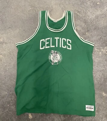 Vintage 70'S Men’s Sz XL MACGREGOR SAND KNIT NBA BOSTON CELTICS BLANK JERSEY USA - Image 1 of 4