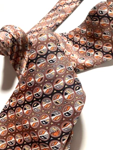 EMILIO PUCCI FIRENZE VINTAGE ARTISTIC PATTERN TIE CIRCLES PASTEL ITALY BROWN - Picture 1 of 15