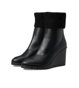 $288 Donald Pliner Women's Sindie Nappa Stretch Wedged Bootie Black Size 7.5 - Picture 1 of 12