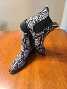 Botines Chelsea COACH Bowery Bead para mujer negros blancos de cuero de serpiente talla 7 - Imagen 1 de 9