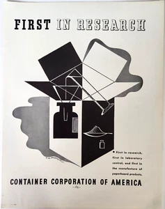 Arte impreso de revista A M Cassandre Research Container Corporation de colección 1937 - Imagen 1 de 5