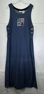 White Stag Halloween Denim Maxi Overall Dress Size Large 12-14 - Picture 1 of 8