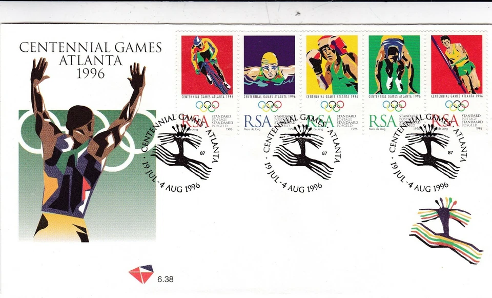 Sudáfrica 1996 Juegos Olímpicos Atlanta FDC especial cancelar sin dirección en muy buena condición Foto 1 de 1