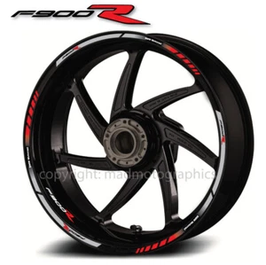 BMW F900R motorcycle wheel decals rim stickers set stripes f900 R Grey Red - Picture 1 of 3