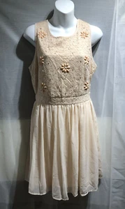 NEW LOOK WOMENS PEACH PINK FLORAL PARTY/FORMAL/PROM DRESS SIZE: 12/40 (WD263) - Picture 1 of 11
