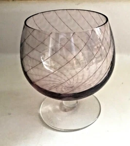 Stephen Smyers Blown Art Glass Goblet Brandy Snifter Amethyst Purple Swirl MINT - Picture 1 of 3