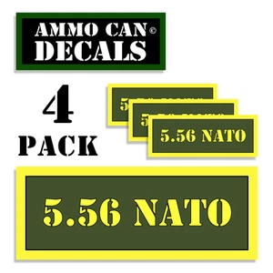 Caja de municiones 5,56 OTAN 4 etiquetas estuche de municiones 3""x1,15"" pegatinas calcomanías paquete de 4 AG - Imagen 1 de 2