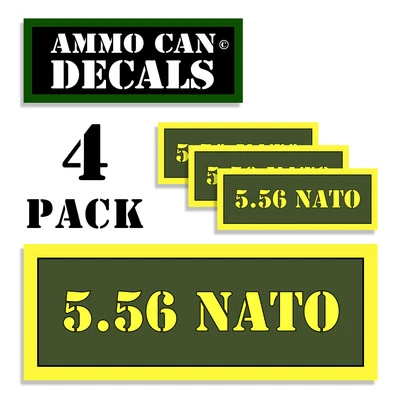 5.56 NATO Ammo Can 4x Labels Ammunition Case 3"x1.15" stickers decals 4 pack AG
