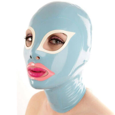 Latex Hood Back Zipper Rubber Mask for Beautiful Girl Club Party Wear Costume - Image 1 of 2