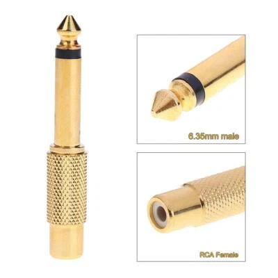 2pcs 6.35mm 1/4" Mono Male Jack to RCA Female Plug Audio Adapter Cable Converter - Image 1 of 4