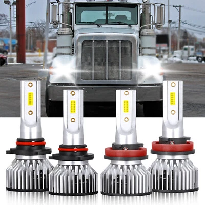 For Peterbilt 367 2016-2017 LED Headlight Bulb High Low Beam Kit White 9005+H11 - Image 1 of 4