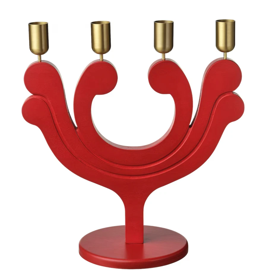 IKEA VINTERFINT - - Elegant Red Candle Holder for 4 Candles 11" - 105.788.16