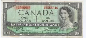 Canada 1 dollar 1954 "Devil's face" sign. Beattie-Coyne - Picture 1 of 2