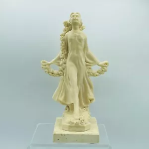 Vintage San Remo La Primavera Lady Carved Alabaster Statue Flower Girl Italian - Picture 1 of 22