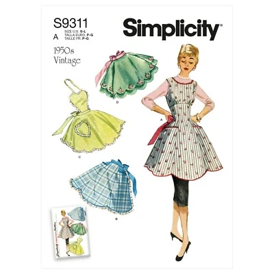 Simplicity Pattern S9311 | Misses 1950s Full & Half Aprons | Sizes S M L, 10-20 - Image 1 of 4