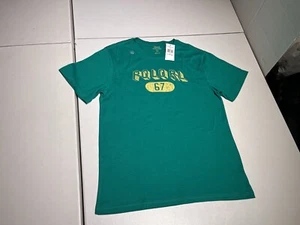Polo Ralph Lauren Shirt Boy's Large Green RL 1967 Cotton Tee Yellow Logo - Picture 1 of 6