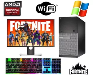 DELL Gaming Desktop PC AMD RX Intel i5 16GB 500GB HDD WIFI Windows 10 22" LCD - Picture 1 of 6