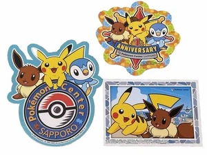 Pokemon Center Sticker Pikachu Eevee Pickup Limited 3Seal SAPPORO Set Promo - Picture 1 of 7