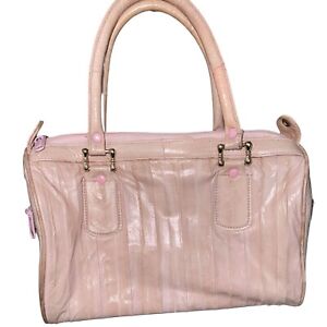 Victory Genuine Eel Skin Suede Interior VTG Pink Barbiecore Shoulder Bag Strap