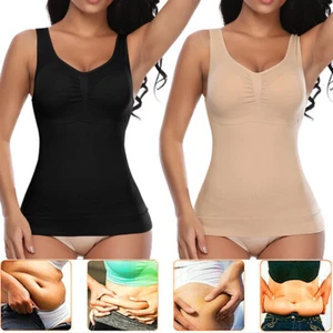 Women Shaper Cami Padded Tummy Control Camisole Slimming Shapewear Tank Tops Bra - Picture 1 of 15