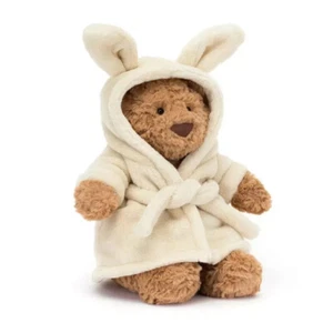 Jellycat Bartholomew Bear Bathrobe 26CM Beige Birthday Bunny Plush Doll Gifts - Picture 1 of 13