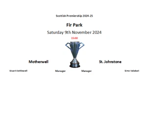 Motherwell v St. Johnstone 09-11-24 SPL Unofficial Team Sheet - Picture 1 of 1