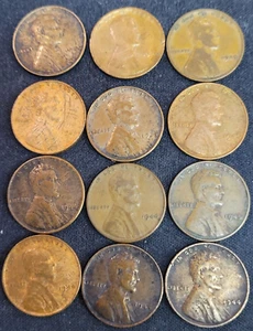 (12) Lincoln Wheat Pennies ~ Years from 1924 to 1945, See Description for list - Picture 1 of 24