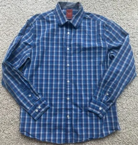 Men’s Original Penguin Blue Check Slim Fit Dress Shirt Size 15.5 34/35 - Picture 1 of 5