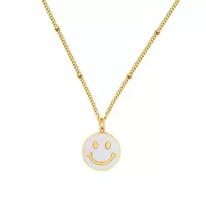 Smiley Face Shell Necklace 18K Gold Plated 316L Stainless Steel - Picture 1 of 8