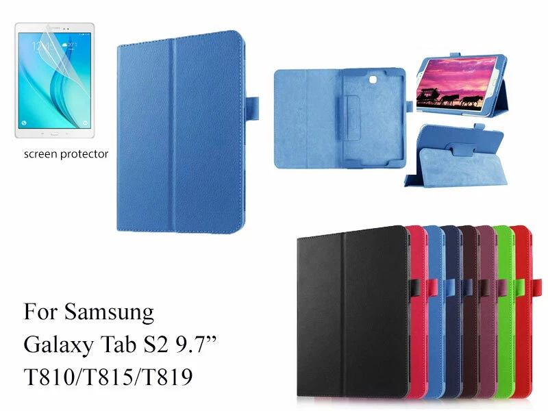  Screen Protector/Folding Flip PU Leather case for Samsung Galaxy Tab S2 9.7" - Image 1 of 1