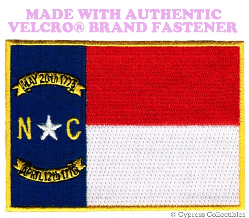 VELCRO INC. NORTH CAROLINA STATE FLAG PATCH EMBROIDERED APPLIQUE w/ VELCRO® Brand Fastener