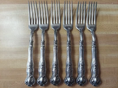 6  Silver Plate VINTAGE (1904) Grape Hollow Handle Forks 7 3/4” 1847 Rogers Bros - image 1 of 4