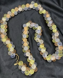 Collana Vintage Monet Glicine Pastello Lucite Bolla Perline Anni 70 - Foto 1 di 9