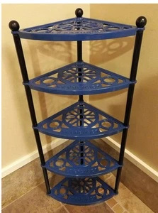 LE CREUSET 5 TIER BLUE CAST IRON COOKWARE STAND KITCHEN POT RACK SHELF - Picture 1 of 17